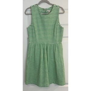 J. Crew Factory Green and White Striped Midi Dress